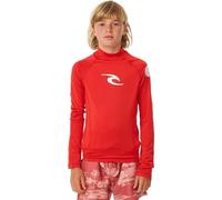 RIP CURL Boys Brand Wave UPF Long Sleeve Rash Vest Top - Red - UV Sun Protection and SPF Properties