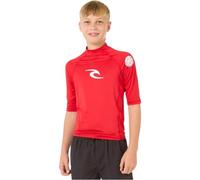 Ripcurl Rip Curl Kids Brand Wave UPF 50 Short Sleeve Rash Vest - Red - Size: 16 years
