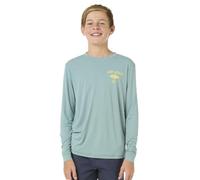 Rip Curl Boys' Icons Surflite UPF 50 Long Sleeve Sun Protection Rashguard Rash Guard Shirt, Blue Lagoon, 14