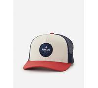 RIP CURL ROUTINE CURVE TRUCKER CAP. NAVY RED SNAP ADJUSTABLE BASEBALL HAT W25