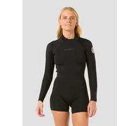 Rip Curl D/patrol 2/2 Mm Spring Woman Long Sleeve Back Zip Shorty Black 4 Woman