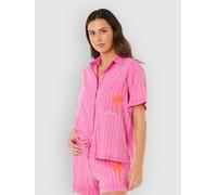 Rip Curl Hotel Malibu Embroid Short Sleeve Shirt Pink M Woman