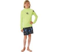 RIP CURL Kids Brand Wave Long Sleeve Rash Guard Vest - Lime - 3-4 Yrs