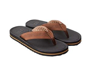 RIP CURL Mens Chiba Open Toe Flip Flops - Black - Finished with a multi-density EVA footbed with arch support
