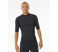RIP CURL Mens Dawn Patrol Performance UPF Short Sleeve Rash Vest Top - Black Marled - UV Sun Protection and SPF