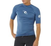 RIP CURL MENS RASH VEST.WAVES SHORT SLEEVED BLUE UV UPF50+ SUN GUARD TOP S26