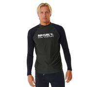 RIP CURL Mens Shock UV Long Sleeve Rash Vest Top - Black Marle - UV Sun Protection and SPF Properties
