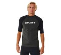 RIP CURL Mens Shock UV Short Sleeve Rash Vest Top - Black Marled - UV Sun Protection and SPF Properties
