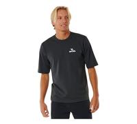 RIP CURL Mens Stack UPF Short Sleeve Rash Vest - Black Marle - L