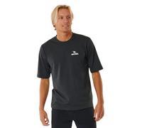 RIP CURL Mens Stack UPF Short Sleeve Rash Vest - Black Marle - XL