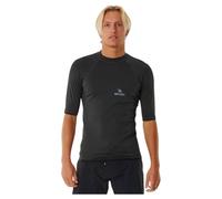 Rip Curl Men's Stack UPF50+ Performance Short Sleeve Rash Guard Vest Top UV Sun Protection Washed Black