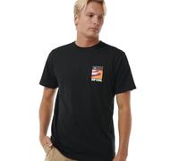 RIP CURL Men's Surf Revival Lined Up Tee T Shirt Top Black
