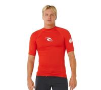 RIP CURL Mens Waves Short Sleeve Rash Vest - Lava Red - L