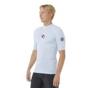 RIP CURL Men's Waves Short Sleeve UPF 50 UV Sun Protection Rash Vest Top Blue Wind Size Medium