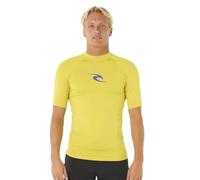 RIP CURL Mens Waves UPF 50 Perf Short Sleeve Surf Rash Vest - Sulphur - S