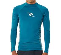 RIP CURL Mens Waves UPF Performance Long Sleeve Rash Vest Top - Deep Ocean - UV Sun Protection and SPF Properties