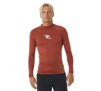 RIP CURL Mens Waves UPF Performance Long Sleeve Rash Vest Top - Red - UV Sun Protection and SPF Properties