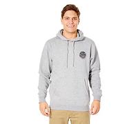 RIP CURL Mens Wetsuit Icon Hoodie - Grey - Woven flag label - Kanga pockets. 40% Polyester - 60% Cotton
