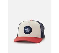 RIP CURL ROUTINE CURVE TRUCKER CAP. NAVY RED SNAP ADJUSTABLE BASEBALL HAT W25