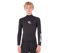 Rip Curl UPF 50+ Sun Protection Long Sleeve Rashguard Swim Surf Shirt for Boys & Girls, Black, 12