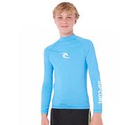 Rip Curl UPF 50+ Sun Protection Long Sleeve Rashguard Swim Surf Shirt for Boys & Girls, Pacific Blue, 10
