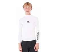 Rip Curl UPF 50+ Sun Protection Long Sleeve Rashguard Swim Surf Shirt for Boys & Girls, White, 12