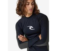 RIP CURL Mens Waves UPF Performance Long Sleeve Rash Vest Top - Black - UV Sun Protection and SPF Properties