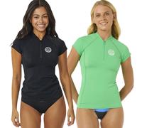 Ripcurl Women's Rip Curl Womens Classic Surf Cap Short Sleeve Rash Vest - Green - Size: 10/8