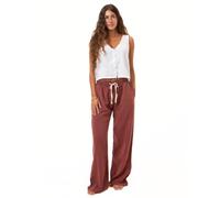 Rip Curl Women's Cotton Crepe Poplin Beach Pants - Smocked Waist, Front & Back Pockets & Longer Length for a Relaxed Fit Casual, Maroon, S
