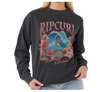 Rip Curl Women's Sunset Relaxed Pullover Crew Fleece Sweatshirt Sweater, Washed Black 253 Summer Classic, Medium