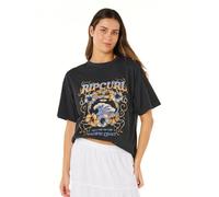 Rip Curl Women's Heritage Crew Neck Short Sleeve T-Shirt Tee, Washed Black PCH, L