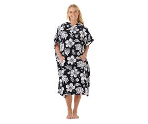 Rip Curl Womens Mixed Floral Print Storm Hooded Towel Poncho - Black/White