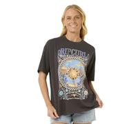 Rip Curl Women's Oversized Heritage Fit Short Sleeve Crew T-Shirt, Washed Black Luna, M