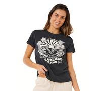 Rip Curl Women's Standard Fit Short Sleeve Crew T-Shirt, Washed Black Sun Beams, S
