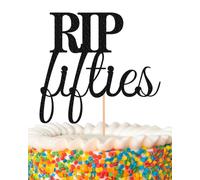 RIP Sixties Cake Topper - Glitter Black 60th Birthday Cake Decorations, Goodbye/End of 60s Cake Pick (Sixties, Black)