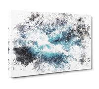 Rip Tide In Blue Watercolour Modern Canvas Wall Art Print Ready to Hang, Framed Picture for Living Room Bedroom Home Office Décor, 24x16 Inch (60x40 cm)