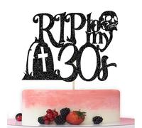 Rip to My 30's Cake Topper, Rip Thirties Birthday Decorations, Death to My 30s, Funeral Birthday Decorations, 40th Birthday Party Decorations, Black Glitter