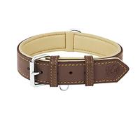 Riparo Genuine Leather Padded Dog Heavy Duty K-9 Adjustable Collar (XL: 4.5CM Wide for 55.9CM - 63.5CM Neck, Brown)