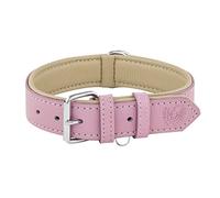 Riparo Leather dog collar, padded, genuine leather, adjustable, heavy duty (XL: 4.5 cm wide for 55.9-63.5 cm neck, pink)