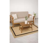 Ripaz Vogue -Hand Braided Jute Rug Natural with Black Line Rectangle Area Handmade Rug for Home Decor (180 x 300 cm (6 x 10 ft))