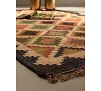 Ripaz Vogue - Handwoven Wool Jute Kilim Rug - Bohemian Flatweave Area Rug, Durable Natural Fiber Carpet for Living Room, Bedroom & Home Décor, 4x6 ft (120x180 cm)
