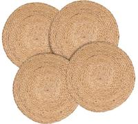 Ripaz Vogue - Jute Placemat Round Handmade Table Mat 4, 6 & 8 Piece Set Round Dining Coffee Table - Natural Beige (30 x 30 cm (Set of 6 Piece))