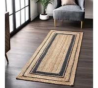 Ripaz Vogue Jute Rug Beige with Black Hand Braided Runner Area Rug For Living Room (60 x 300 Cm (2 x 10 Feet))