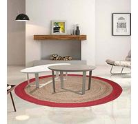 Ripaz Vogue - Jute Rug Beige with Red Border Hand Braided Farmhouse Round Area Rug for Living Room Hallway (120 x 120 Cm (4 Feet Round))