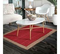 Ripaz Vogue Jute Rug Large Red with Beige Border Hand Woven Rectangle Area Rug For Hallway (90 x 150 cm (3x5 Feet))