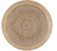 Ripaz Vogue - Jute Rug Reversible Hand Woven Grey with Beige Border Round Area, Farmhouse, Outdoor, Living Room Rug (180 x 180 cm (6 Feet Round))