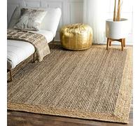 Ripaz Vogue - Natural Jute Grey with Beige Border Hand Braided Rectangle Area Rug for Living Room (60 x 300 cm (2x10 Feet))