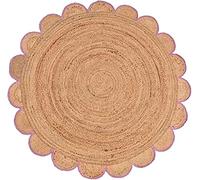 Ripaz Vogue Natural Round Jute Rug Scallop Designer Collection Handmade Bohemian Braided Jute Area Rug (Colour 4, 180 x 180 Cm (6 Feet Round Rug))