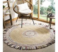 Ripaz Vogue - Round Rug Jute With Cotton Border Hand Braided Farmhouse Jute Area Rug for Home Decor (90 x 90 cm (3x3 Feet))