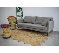 Ripaz Vogue - Rug Natural Jute Rectangle with Round Designs Handmade Bohemian Braided Natural Fiber Jute Runner Rug (60 x 90 cm)